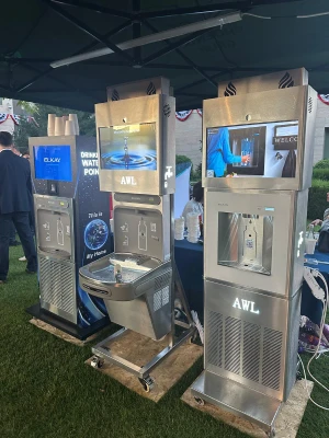 Aqua World Line water station at the US Embassy in Bucharest on July 4th